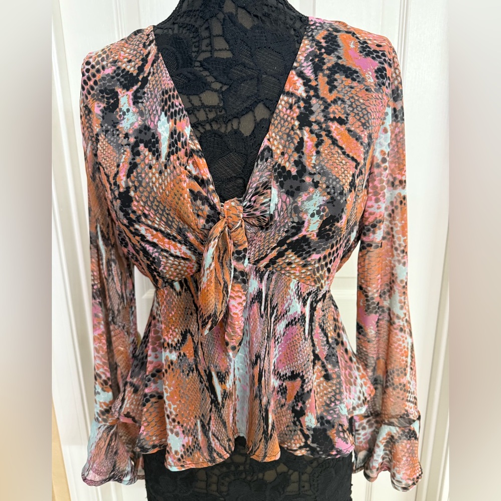 Stylish Multicolor Snake Print Women's Top
